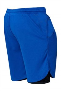 SKSP007 custom-made sports shorts running fast-drying tight-fitting design double-layer pants anti-glare lining design mobile phone pocket back zipper pocket front side design earphone hole sports shorts supplier five-minute sports pants back view